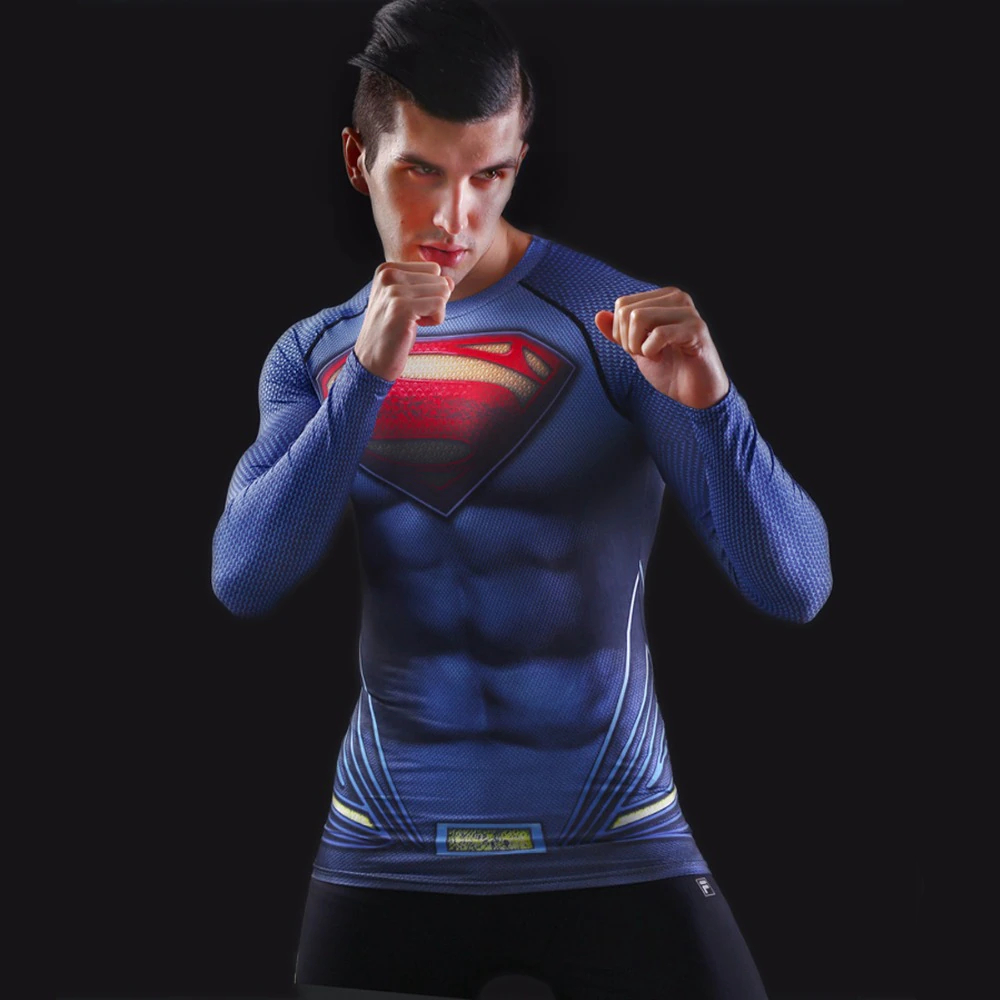 Superman Classic 3D Long Sleeve Compression Top - Totally Superhero